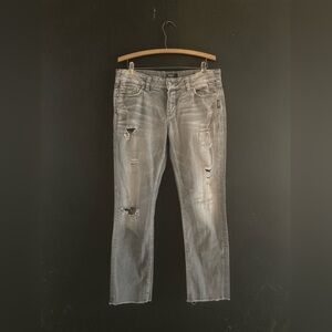 Silver Jeans Womens Distressed Light Gray Skinny Jeans